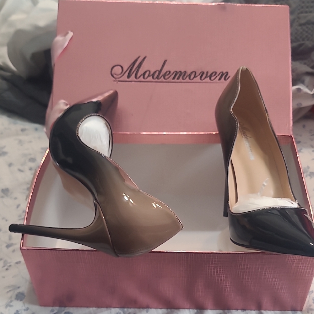 Black and Tan Stiletto Heels